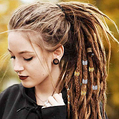 60個 2色アルミ＆ラインストーンドレッドヘア編みビーズ  ヘアスタイリング用  コラム  ミックスカラー  12.5x10.5mm  内径：11.5mm  30個/カラー&nbsp;FIND-DC0008-19