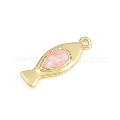 真鍮チャーム  魚のチャーム  エナメル  カドミウムフリー＆鉛フリー  ラックめっき  長持ちメッキ  18KGP本金メッキ  ピンク  20x7x2.5mm  穴：1.5mm&nbsp;KK-CBAAB9C-03G-01E