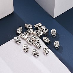 チベット銀ビーズ  鉛フリー＆ニッケルフリー＆カドミウムフリー  ハロウィン  スカル  アンティークシルバー  約6.5 mm幅  長さ9mm  穴：2mm&nbsp;AB321-NF