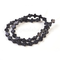 合成ターコイズビーズ連売り  染め  クロス  ブラック  10x8x3mm  穴：1mm  約38個/連  15インチ&nbsp;TURQ-G112-8x10mm-10