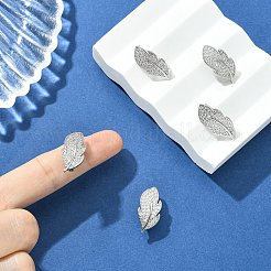 シーグレース ブラ マイクロパヴェ クリアキュービックジルコニア スナップ留め  葉のチャーム  カドミウムフリーと鉛フリー＆ニッケルフリー  プラチナメッキ  24x11x9mm  穴：1.4mm&nbsp;XGRQ5F095-808P