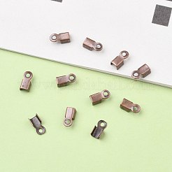 アイアン製折りたたみ式カシメエンドパーツ  圧着コードの端を折ります  赤銅鉱  6x3x2.3mm  穴：1.2mm&nbsp;IFIN-ZX994-R