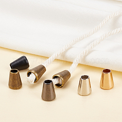 60個5色の亜鉛合金コードエンド  エンドキャップ  コーン  ミックスカラー  13x10mm  穴：5mm  内径：7.5mm  12個/カラー&nbsp;FIND-GF0003-13