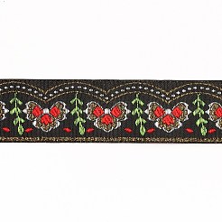エスニック風刺繍ポリエステルリボン  ジャカードリボン  チロリアンリボン  花柄付き  服飾材料  ミックスカラー  1-1/4インチ（33mm）&nbsp;OCOR-XCP0001-23A