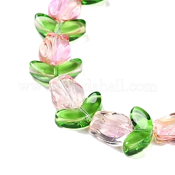 クリアガラスビーズ連売り  花  ミスティローズ  10x8x4mm  穴：0.8mm  約27個/連  16.5''（42センチメートル）&nbsp;GLAA-K070-02B