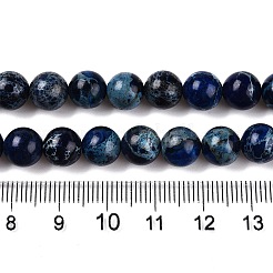 ナチュラルインペリアルジャスパービーズ連売り  染め  ラウンド  プルシアンブルー  8~8.5mm  穴：1mm  約46~51個/連  15.35~15.75インチ（39~40cm）&nbsp;G-N342-63A