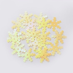 オーナメントアクセサリープラスチック製スパンコール/スパンコールビーズ  スノーフレーク  きいろ  19x17x0.1mm  穴：1.4mm&nbsp;PVC-E001-04-RC01