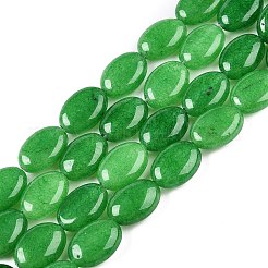 天然マレーシアジェイド染めビーズ連売り  フラットオーバル  ライムグリーン  14x10x5.5mm  穴：1.2mm  約28個/連  15.55''（39.5センチメートル）&nbsp;G-M206-46