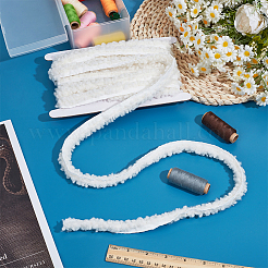 ウール刺繍縫製トリミング  厚紙ディスプレイカード付き  ホワイト  25~27mm&nbsp;AJEW-GF0013-07A