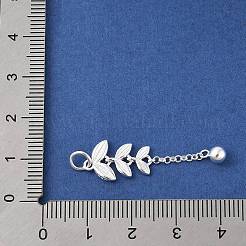 スターリングシルバーの小麦タッセルペンダント925個  スタンプ925個付き  銀  34x10x2.5mm  穴：3.5mm&nbsp;STER-D288-02S