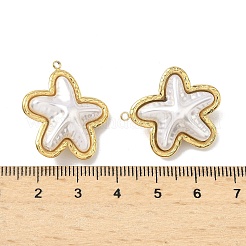 304ステンレススチール、ABSプラスチックパールペンダント  真空めっき  18KGP本金メッキ  ヒトデ  25.5x23.5x10.5mm  穴：1.6mm&nbsp;STAS-G371-01G-01