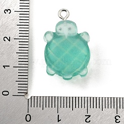 透明樹脂ペンダント  亀のチャーム  プラチナアイアンループ付き  ミックスカラー  25.5~26.5x16x7mm  穴：2mm&nbsp;FIND-U030-02P