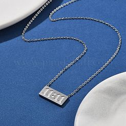 304ステンレススチール製11:11ナンバー長方形ペンダントネックレス（女性用アズキチェーン付き）  ステンレス鋼色  16.06インチ（40.8cm）&nbsp;NJEW-NH0001-04P