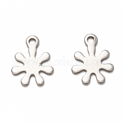変色しない201ステンレススチールチャーム  花  ステンレス鋼色  12x9.5x1mm  穴：1.4mm&nbsp;STAS-I172-33P