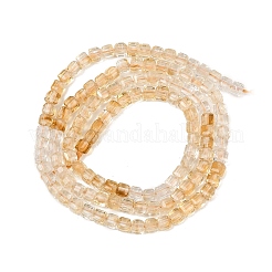 加熱された天然シトリンビーズ連売り  ファセットテーブルカットキューブ  3~3.5x3~3.5x3mm  穴：0.7mm  約128個/連  15.43''（39.2センチメートル）&nbsp;G-B175-C06-3x3mm