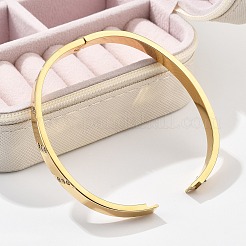 女性用304ステンレススチールラインストーンバングル  イオンプレーティング（ip）  18KGP本金メッキ  内径：2x2-3/8インチ（5x6cm）&nbsp;BJEW-Z092-16G