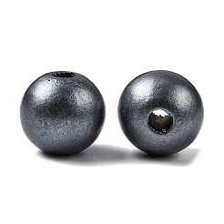 塗られた天然木のヨーロッパのビーズ  パールカラーの  大穴ビーズ  ラウンド  プルシアンブルー  16x14.5mm  穴：4~4.5mm.&nbsp;WOOD-S057-067P