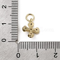 真鍮製マイクロパヴェキュービックジルコニア小さなクロスチャーム  ゴールドカラー  11x9.5x2mm  穴：3mm&nbsp;ZIRC-G128-04G-1