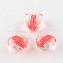 ハート透明なアクリルビーズ  ミックスカラー  9.5x10.5x7mm  穴：2mm  約1120個/500g&nbsp;TACR-S120-01