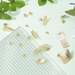 さまざまな形の真鍮スタッドピアス金具  耳ナッツ  18KGP本金メッキ  10x1mm  穴：1.2mm  ピン：0.7mm&nbsp;KK-FH0003-75