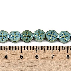 電気めっき合成非磁性ヘマタイト ビーズ 連売り  クロスとフラットラウンド  ミックスカラー  8x3mm  穴：0.8mm  約51個/連  15.75''（40センチメートル）&nbsp;G-K375-B02