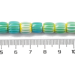 手作りのランプワークシェブロンビーズ連売り  バレル  ターコイズ  8x7.5mm  穴：1.2mm  約47個/連  14.69''（37.3センチメートル）&nbsp;LAMP-K041-01B-23