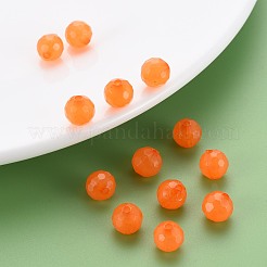 透明なアクリルビーズ  染め  多面カット  ラウンド  ダークオレンジ  8x7.5mm  穴：1.6mm  約1810個/500g&nbsp;TACR-S154-62E-05