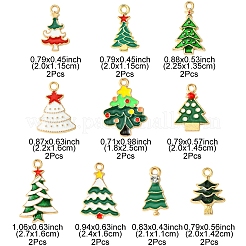 20 個 10 スタイルのクリスマス合金エナメルペンダント  クリスマスツリー  ミックスカラー  20~25x11.5~16x1.5~2mm  穴：1.8~2mm  2個/スタイル&nbsp;FIND-FS0002-64