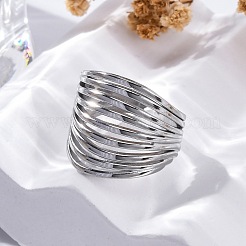 女性用304ステンレススチールオープンカフリング  ステンレス鋼色  16mm&nbsp;RJEW-F174-04P