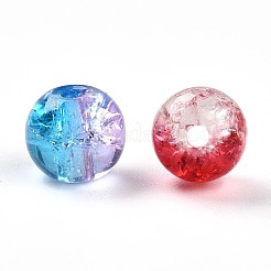 ベーキングペイント、透明なクラックルガラスビーズ  ラウンド  ミックスカラー  6~6.5mm  穴：1.2~1.6mm  約3105個/1000g&nbsp;DGLA-Q018-6mm-M01