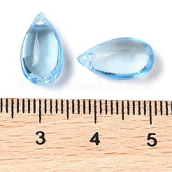 クリアガラスチャーム  ティアドロップ  空色  14x8x5.2mm  穴：1.2mm  10個/セット&nbsp;GLAA-U002-01E