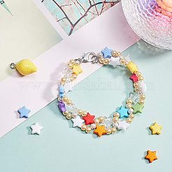 不透明なアクリルビーズ  スター  ミックスカラー  9.5x9.5x3.5mm  穴：0.5mm  900~1000個/箱&nbsp;SACR-NB0001-07