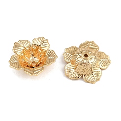 真鍮製ビーズキャップ  花  ニッケルフリー  18KGP本金メッキ  16.5x17x5.5mm  穴：1mm&nbsp;KK-F910-24G-03