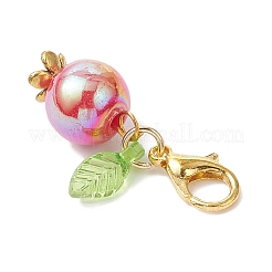 ラウンドアクリルペンダント装飾  合金製カニカン付き  ゴールドカラー  28.5mm&nbsp;HJEW-JM04279-01