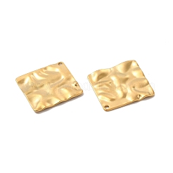 PVD真空メッキ304ステンレスペンダント  テクスチャ加工された菱形  ゴールドカラー  33x33x2mm  穴：2mm&nbsp;STAS-I694-16G