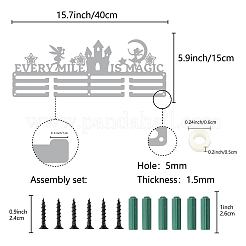ファッション鉄メダルハンガーホルダーディスプレイウォールラック  3行  ネジ付き  体操  城  150x400x1.5mm&nbsp;ODIS-WH0023-089