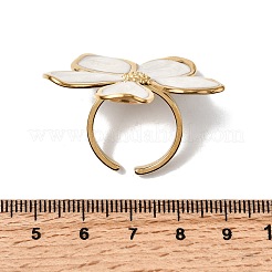 304ステンレススチールカフオープンリング  エナメル  花  ゴールドカラー  37.5x33.5mm&nbsp;RJEW-H264-01G