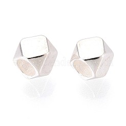 925スターリングシルバービーズ  六角  銀  3.5x3.5x3.5mm  穴：2mm&nbsp;STER-N017-18S