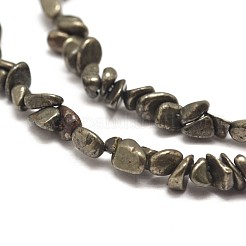 天然黄鉄鉱ナゲット連売りをビーズ  4~5x2~3mm  穴：1mm  約15.7インチ&nbsp;G-I125-80
