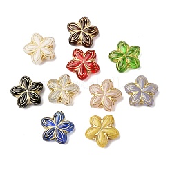 手作りランプワークビーズ  ゴールドライン入り  花  ミックスカラー  15.5x16x6~6.5mm  穴：1mm&nbsp;FIND-C076-06