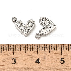 304ステンレスペンダント  ラインストーン付き  ハートチャーム  クリスタル  9x10x2mm  穴：1.4mm&nbsp;STAS-L025-005P-01