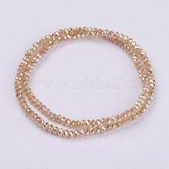 電気メッキガラスビーズセット  パール光沢メッキ  多面カット  ロンデル  カーキ  3~3.5x2~2.5mm  穴：0.8mm  約110個/連  32cm&nbsp;GLAA-F077-PL06