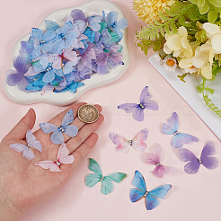 80個 10色布製蝶飾りアクセサリー  ミックスカラー  30~50x48~50x0.1~2.5mm  8個/スタイル&nbsp;DIY-CY0004-03