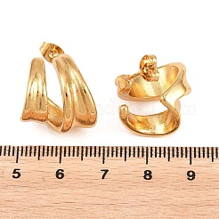 304ステンレススチールスタッドピアス  C字型  ゴールドカラー  16x17mm&nbsp;EJEW-L317-01G-02