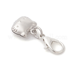 316サージカルステンレススチール製猫ペンダント装飾  合金製カニカン付き  ステンレス鋼色  25mm&nbsp;HJEW-JM04274