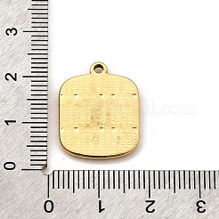 304ステンレスペンダント  イオンプレーティング（ip）  長方形のチャーム  ゴールドカラー  20.5x16.5x2mm  穴：1.5mm&nbsp;STAS-Z135-07G