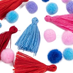 DIYジュエリー作成キット  80個の手作りポリコットン（ポリエステル綿）のタッセル装飾と80個の人形クラフトポンポン糸ポンポンボールを含む  ミックスカラー  160個/袋&nbsp;DIY-FS0001-83