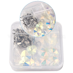 ガラスチャーム  304ステンレススチールスナップオンベイル付き  ABカラー  混合図形  ミックスカラー  16x9x6mm  穴：1mm&nbsp;RGLA-TA0001-01