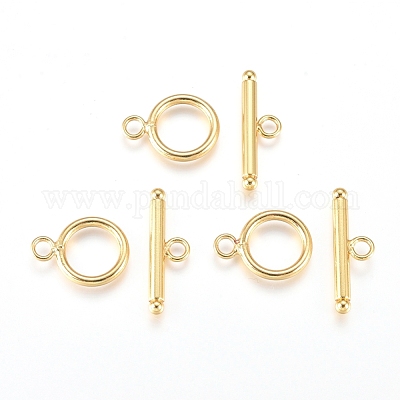 真鍮製マンテル  リング  ゴールドカラー  リング：19x14x2mm  穴：3mm  バー：7.5x25x3mm  穴：3mm&nbsp;KK-L189-23G-1