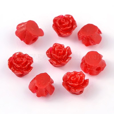 樹脂ビーズ  花  レッド  6x4mm  穴：1mm&nbsp;RESI-B3455-A99-1